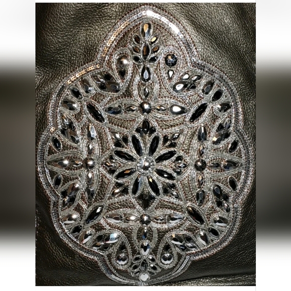 Brighton Metallic Pewter Anju Masterpiece Collection Leather Shoulder Bag EUC - Picture 3 of 13